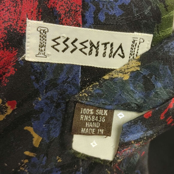 Essentia Men's 100% Silk OS Blue/Red/Green Abstract Tie - Picture 2 of 2